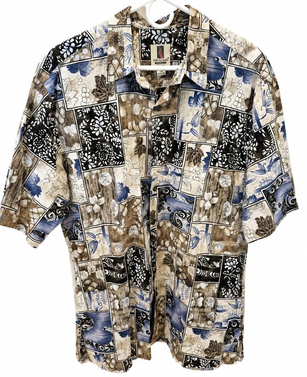 Tori Richard Men's L Hawaiian Aloha Shirt 100% Cotton Lawn Made in Hawaii USA